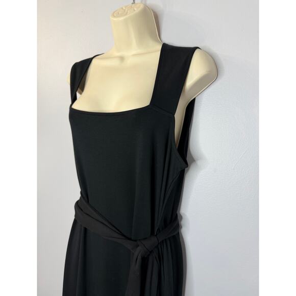 Vince Square Neck Midi Dress Black Pima Cotton Jersey Wardrobe Essentials Sz M - Picture 6 of 13
